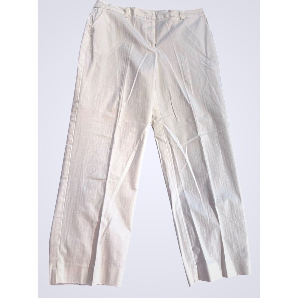 Evan-Picone Womens White Stretch Wide Leg Dress Pants Trousers Size 12 Cotton